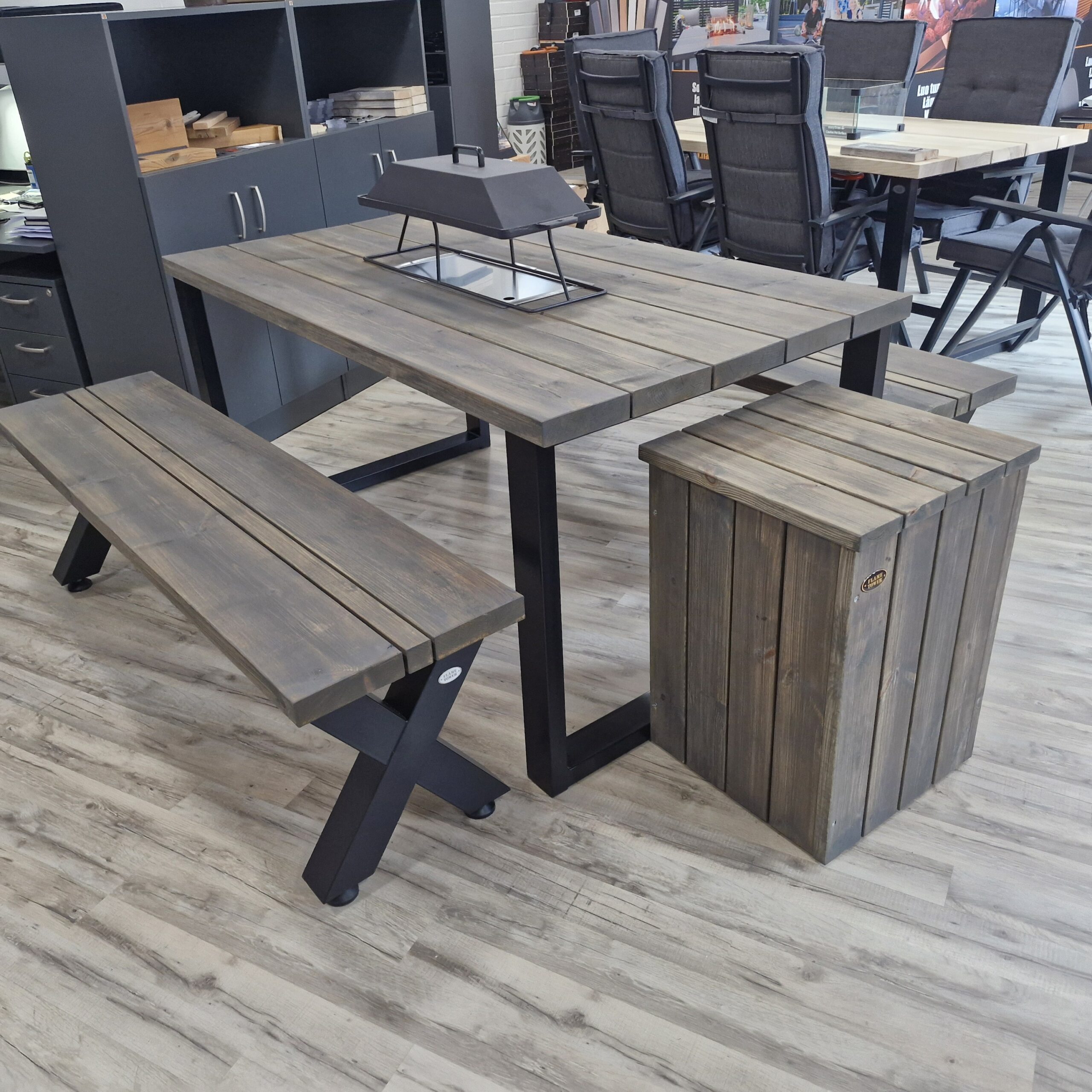 FlameTower® Liekkiruokapöytä Mänty 160 x 92 cm - Image 4